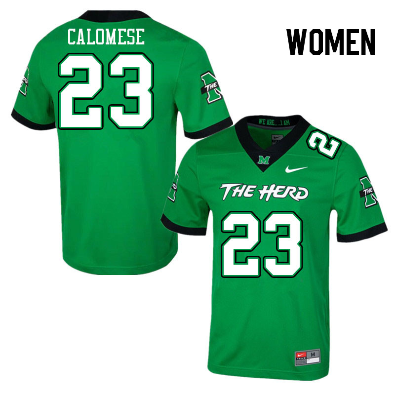 Women #23 Jordan Calomese Marshall Thundering Herd College Football Jerseys Stitched-Green - Click Image to Close